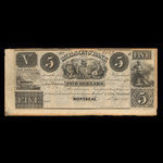 Canada, Molsons Bank, 5 dollars <br /> September 15, 1837