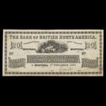 Canada, Bank of British North America, 20 dollars <br /> December 1, 1865