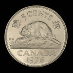 Canada, Elizabeth II, 5 cents <br /> 1976