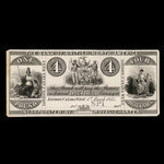 Canada, Bank of British North America, 4 dollars <br /> March 1, 1854