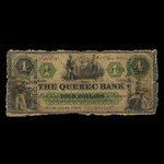 Canada, Quebec Bank, 4 dollars <br /> January 2, 1863