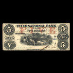 Canada, International Bank of Canada, 5 dollars <br /> September 15, 1858