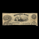 Canada, Molsons Bank, 2 piastres <br /> October 1, 1853