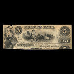 Canada, Molsons Bank, 5 piastres <br /> October 1, 1853