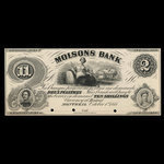 Canada, Molsons Bank, 2 piastres <br /> October 1, 1855