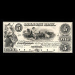 Canada, Molsons Bank, 5 piastres <br /> October 1, 1855
