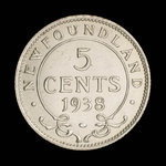 Canada, George VI, 5 cents <br /> 1938