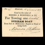 Canada, Norman Bethune, 1 tow, Durham boat <br /> June 15, 1833