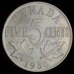 Canada, George V, 5 cents <br /> 1936