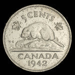 Canada, George VI, 5 cents <br /> 1942