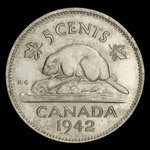 Canada, George VI, 5 cents <br /> 1942