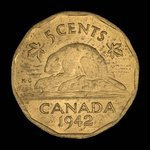 Canada, George VI, 5 cents <br /> 1942