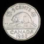 Canada, Elizabeth II, 5 cents <br /> 1953