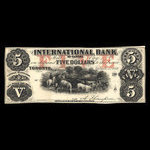 Canada, International Bank of Canada, 5 dollars <br /> September 15, 1858