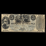 Canada, Banque du Peuple (People's Bank), 5 dollars <br /> July 1, 1838