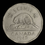 Canada, George VI, 5 cents <br /> 1942