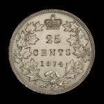 Canada, Victoria, 25 cents <br /> 1874