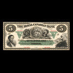 Canada, Royal Canadian Bank, 5 dollars <br /> 1865