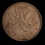 Canada, Elizabeth II, 1 cent <br /> 1980