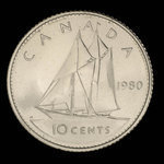 Canada, Elizabeth II, 10 cents <br /> 1980