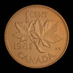 Canada, Elizabeth II, 1 cent <br /> 1981