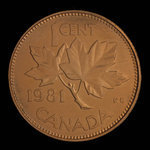 Canada, Elizabeth II, 1 cent <br /> 1981