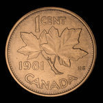 Canada, Elizabeth II, 1 cent <br /> 1981