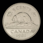 Canada, Elizabeth II, 5 cents <br /> 1981