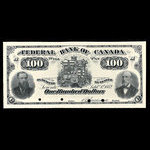 Canada, Federal Bank of Canada, 100 dollars <br /> September 1, 1882