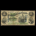 Canada, Exchange Bank of Canada, 5 dollars <br /> October 1, 1872