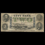 Canada, City Bank (Montreal), 2 dollars <br /> January 1, 1857