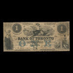 Canada, Bank of Toronto (The), 1 dollar <br /> July 3, 1856