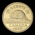 Canada, Elizabeth II, 5 cents <br /> 1983