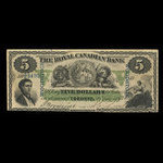 Canada, Royal Canadian Bank, 5 dollars <br /> July 26, 1865