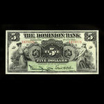 Canada, Dominion Bank, 5 dollars <br /> July 3, 1905
