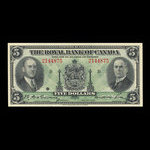 Canada, Royal Bank of Canada, 5 dollars <br /> January 2, 1935