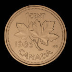 Canada, Elizabeth II, 1 cent <br /> 1986