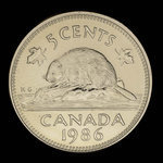 Canada, Elizabeth II, 5 cents <br /> 1986