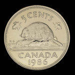 Canada, Elizabeth II, 5 cents <br /> 1986
