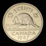 Canada, Elizabeth II, 5 cents <br /> 1987