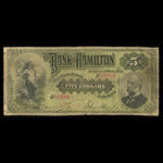 Canada, Bank of Hamilton, 5 dollars <br /> June 1, 1892