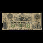 Canada, Bank of Toronto (The), 1 dollar <br /> July 2, 1859