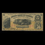 Canada, Union Bank of Canada (The), 5 dollars <br /> August 2, 1886