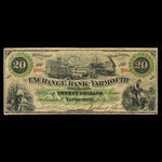 Canada, Exchange Bank of Yarmouth, 20 dollars <br /> July 1, 1871
