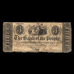 Canada, Bank of the People, 3 dollars <br /> October 9, 1840