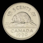 Canada, Elizabeth II, 5 cents <br /> 1990