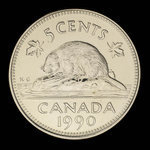 Canada, Elizabeth II, 5 cents <br /> 1990