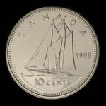 Canada, Elizabeth II, 10 cents <br /> 1990