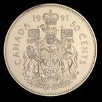Canada, Elizabeth II, 50 cents <br /> 1991