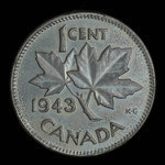Canada, George VI, 1 cent <br /> 1943